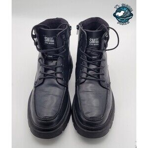 Steve Madden Men’s Side Zip Lace Up Black Boots Mens Size 11 M